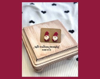 Red Gnome Stud Earrings | Lightweight Polymer Clay Valentine Jewelry