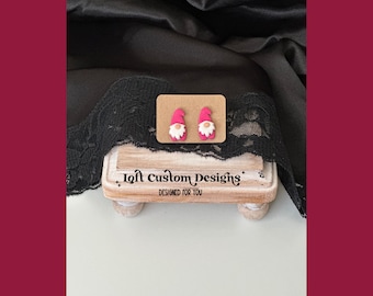 Handmade Pink Gnome Studs | Hypoallergenic Polymer Clay Earrings