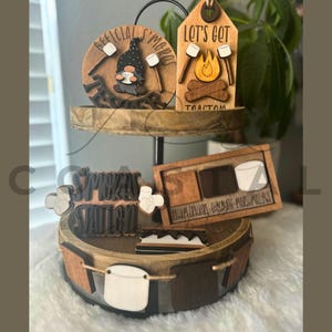 S&#39;mores Tiered Tray Bundle, S&#39;more Station Tier Tray Decor, Gnome S&#39;more Decor, Mini S&#39;more Signs | S&#39;more Home Decor | Marshmallow
