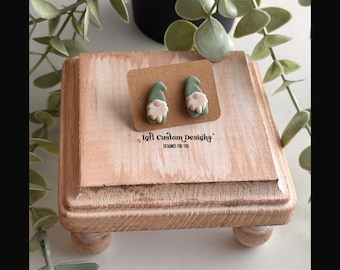 Eucalyptus Green Gnome Studs | Handmade Polymer Clay Earrings