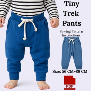 Patrón de costura para pantalones deportivos Tiny Trek Jogger / Pantalones para bebé tallas 56-86 (Descarga en PDF)