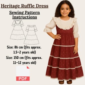 Ruffle Dress Sewing Pattern PDF: Vintage Style Toddler & Kids
