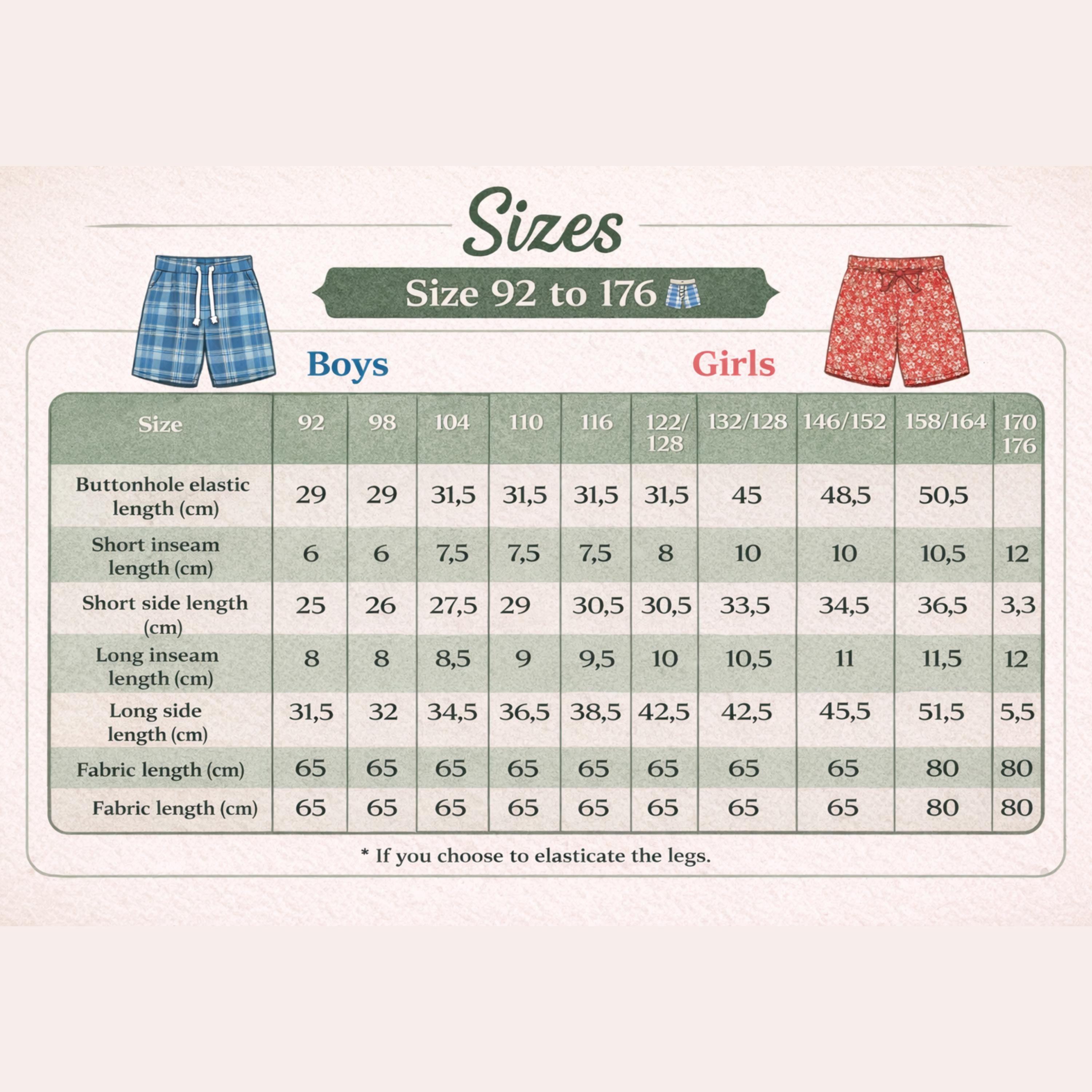 Kids Classic Shorts Sewing Pattern | Beginner Friendly, Sizes 92-176 ...