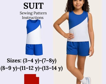 Mädchen Tanktop & Shorts Nähschnittmuster PDF, einfaches DIY-Sportswear-Set