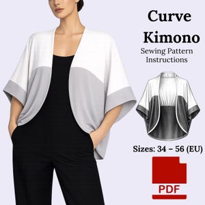 Curve Kimono Sewing Pattern | Oversized Top, Curved Hem, Beginner Friendly (PDF Download)