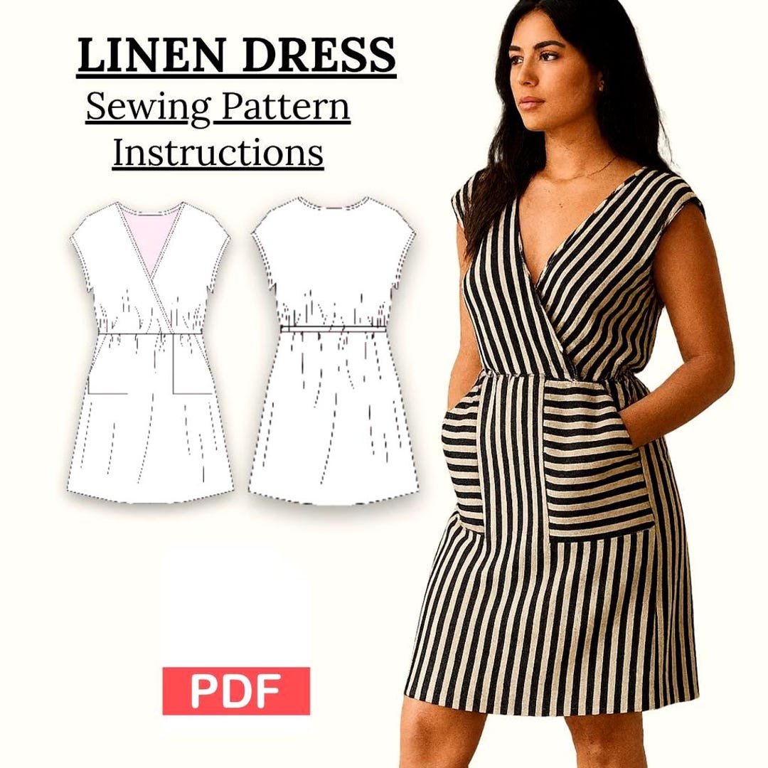 Linen Wrap Dress Sewing Pattern PDF: Beginner Friendly, Pockets (instant  Download) - Etsy
