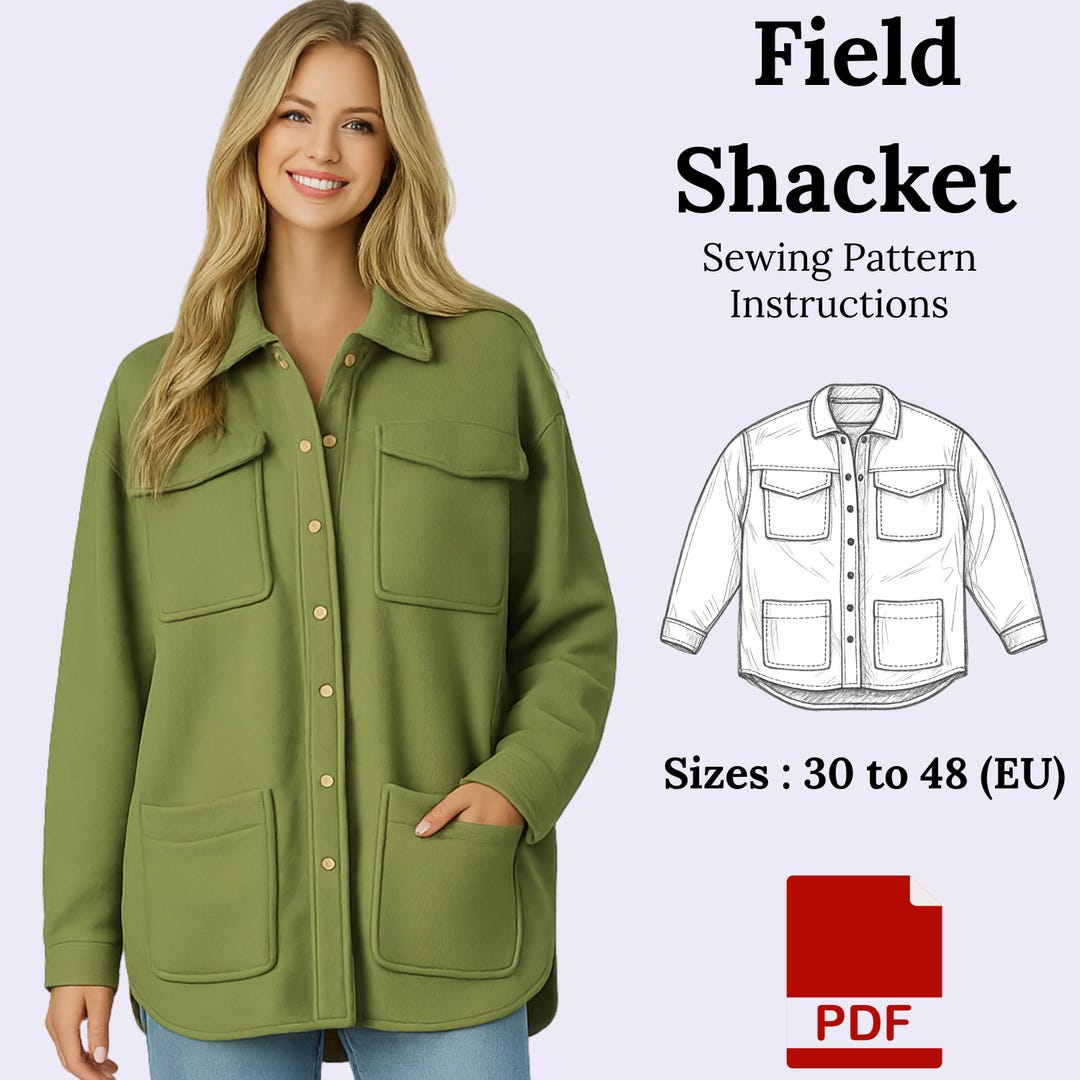 Oversized Field Shacket Sewing Pattern | Relaxed Fit Jacket Shirt (PDF ...