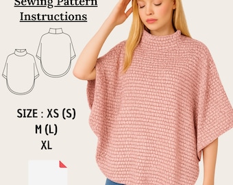 Poncho Sewing Pattern: Women's Cape Top with High Neck (PDF Pattern XS-XL