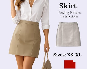 Sienna Skirt PDF Pattern | Fitted Mini Skirt, Faux Leather Style (Instant Download)