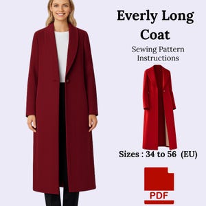 Patrón de costura para abrigo Everly Long / Forrado para mujer (tallas 34-56) (patrón PDF)