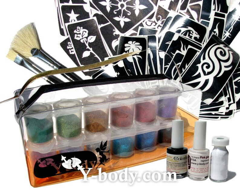 Professional Glitter Tattoo Kit 1075 Stencils Etsy
