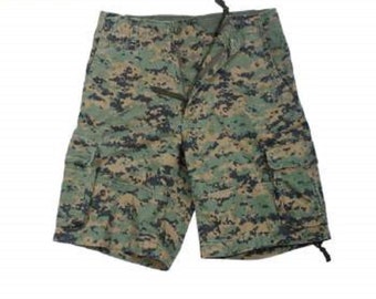 Vintage Style 6 Pocket BDU Shorts-Woodland Digital Camo-Men's Medium