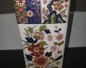 Vintage Imari Japanese Porcelain Vase, Cobalt Red Green Imari Floral Vase