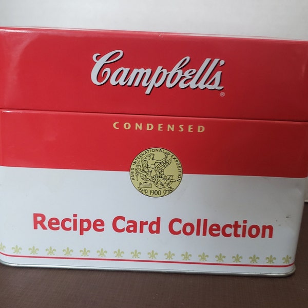 Campbell's Condensed Recipe Card Collection Tin Box with Recipe Cards