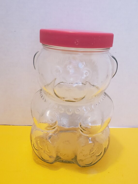 KRAFT Peanut Butter Bear Body Clear Glass Jar With Red Plastic Etsy