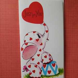 Carte vintage Saint Valentin, jolie carte kitsch, carte éléphant, joyeuse Saint Valentin, carte rétro, juste pour vous