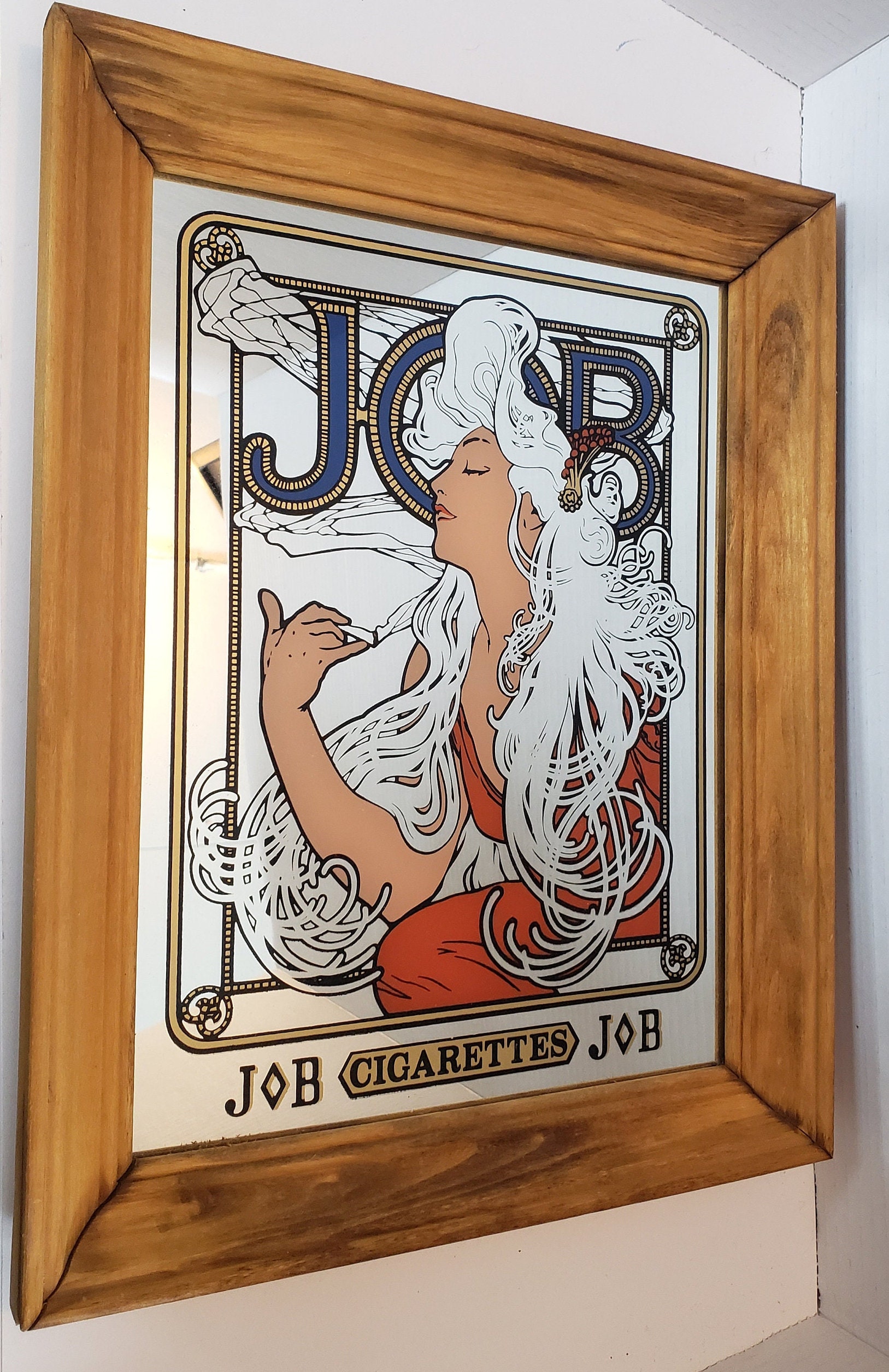 cigarette mirror Vintage JOB Lady Cigarette Mirror, Art Nouveau Mirror Picture, Stamford  Art, Made in Canada, Bar Mirror, Man Cave Mirror, Father's Day Gift