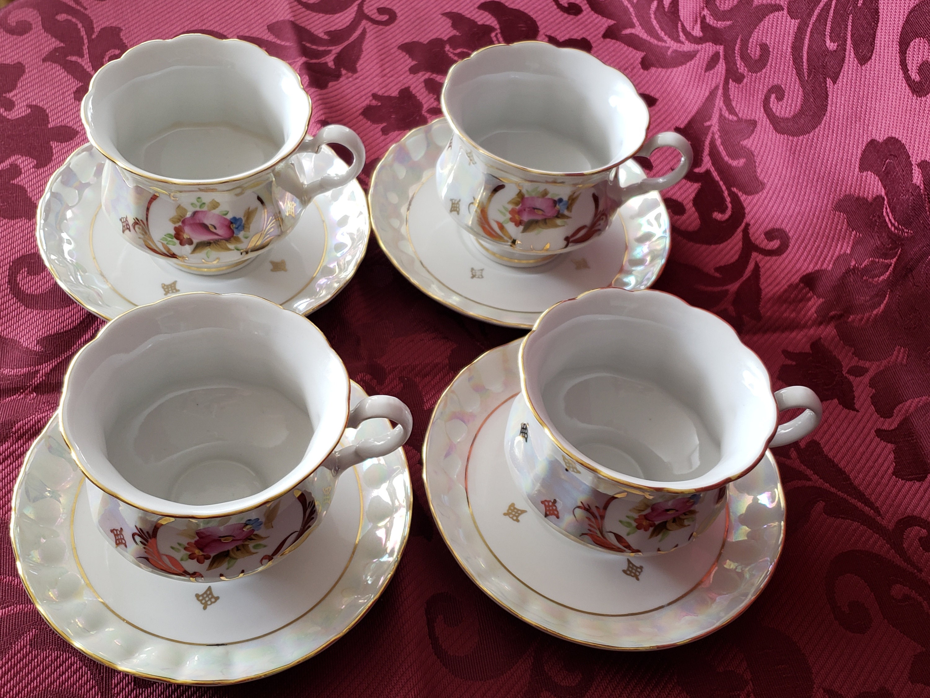 Korosten Porcelain Ukraine Russian Luster Tea Set / Floral Etsy UK
