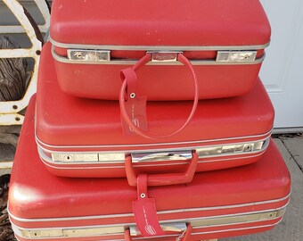 1960's Red SAMSONITE SILHOUETTE Luggage, Vintage Suitcase Set, U-PICK Size ~ See Listing for Details