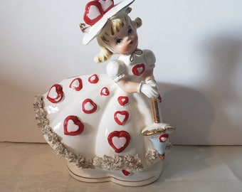 Vintage Relpo Lady Planter, Valentines Relpo Lady, Relpo A809, Original Sticker, Made in Japan