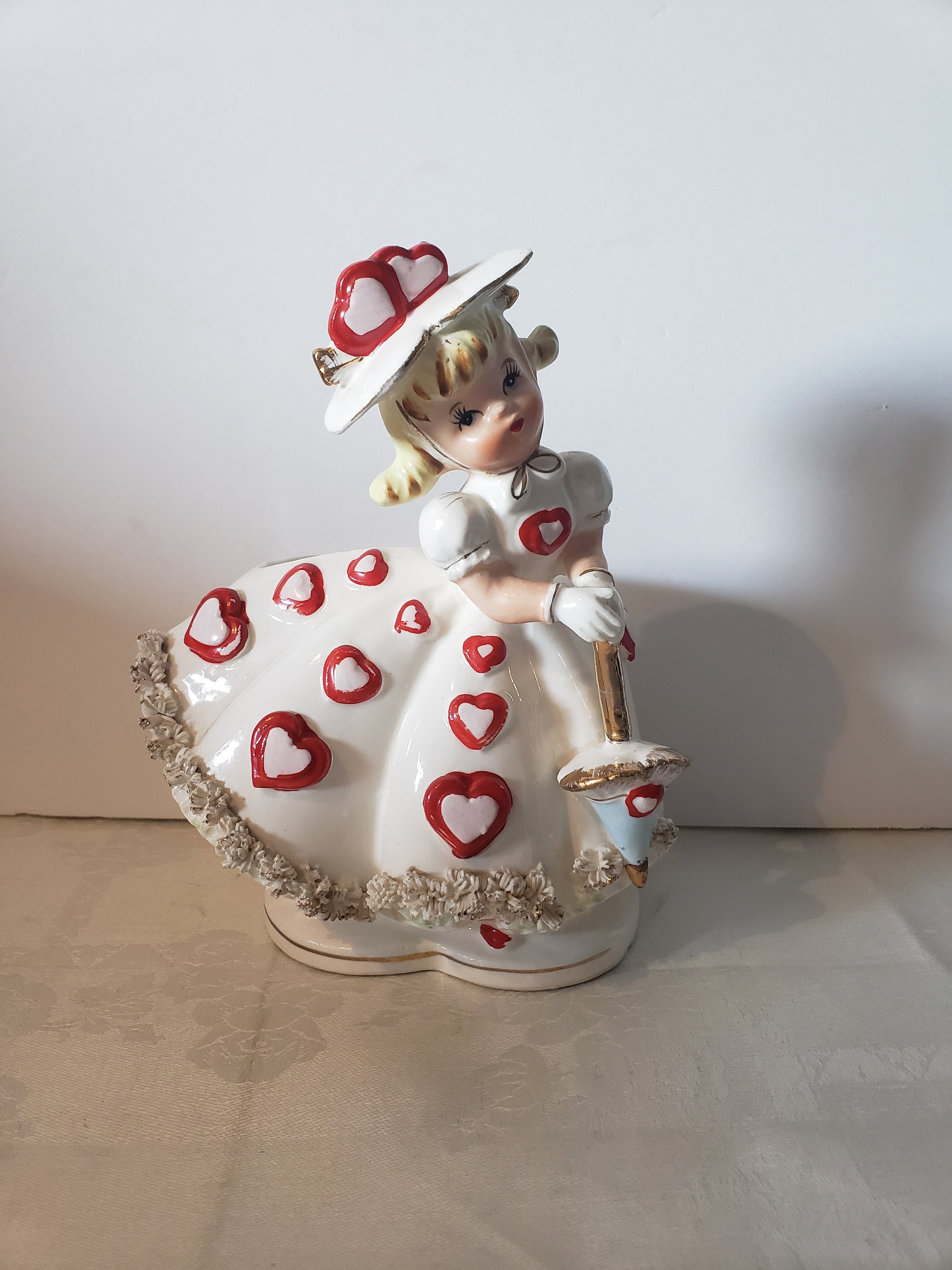 Vintage Relpo Lady Planter, Valentines Relpo Lady, Relpo