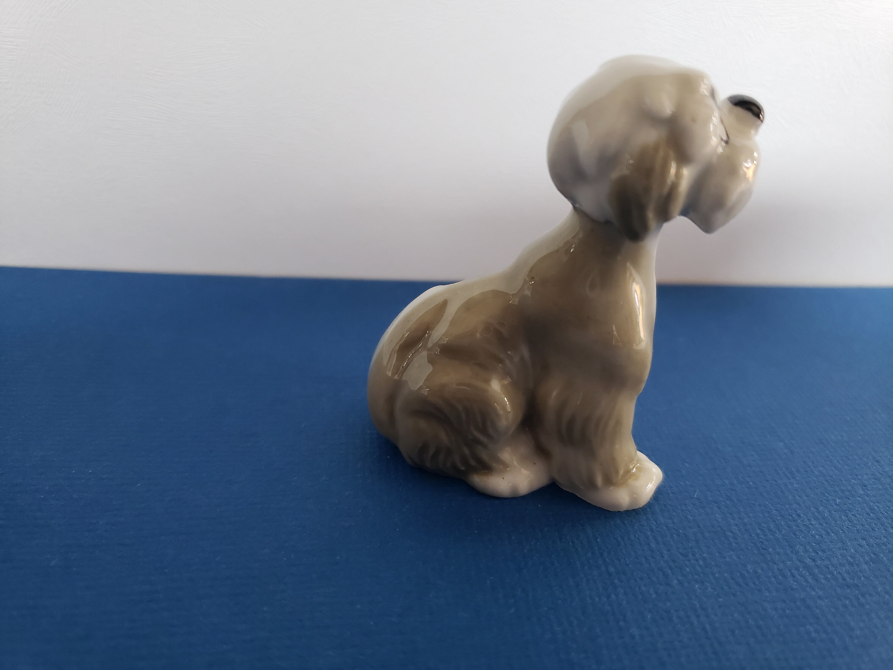 Small Patched Eye Dog Figurine / Ceramic Dog Figurine White Etsy