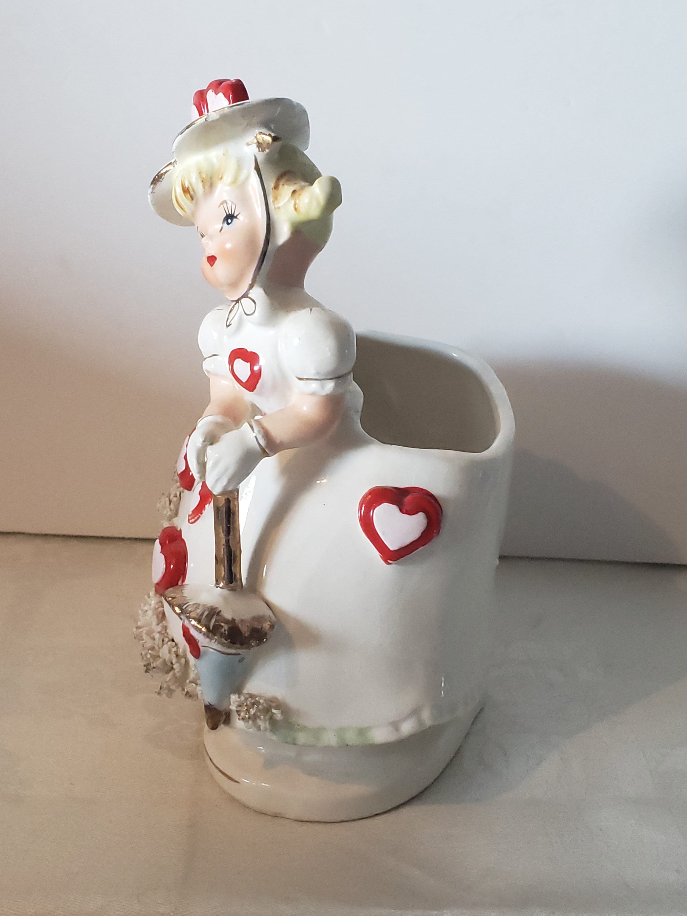 Vintage Relpo Lady Planter, Valentines Relpo Lady, Relpo A809