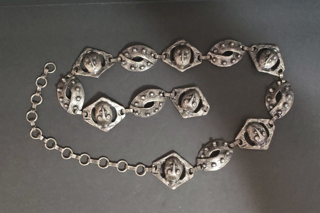 Hand forged brutalist artisan, metal belt Statement artisan hand made Modernist brutalist brass belt  main image 3