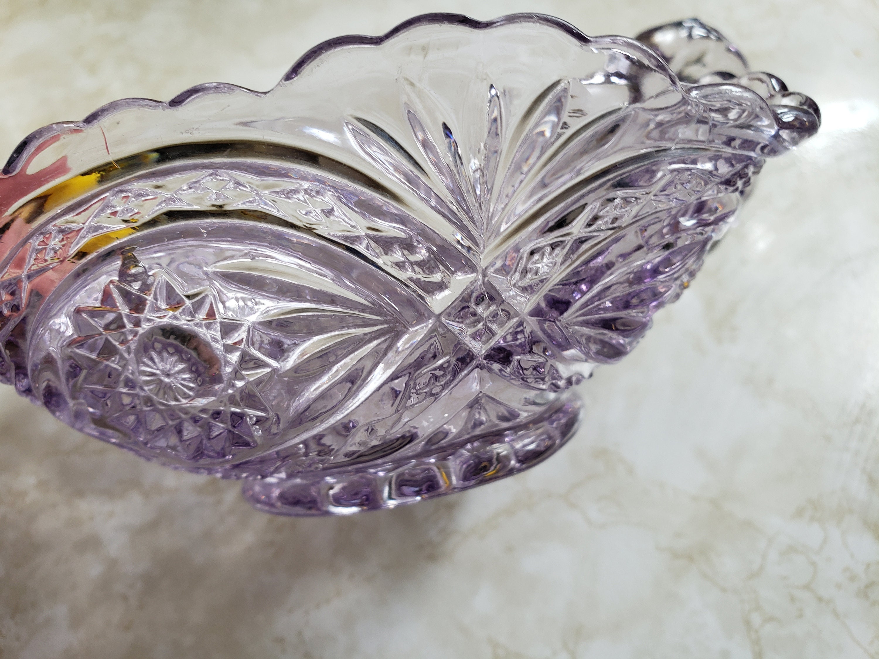 Lilac Purple Pressed Glass Candy Dish / Depression Glass Etsy