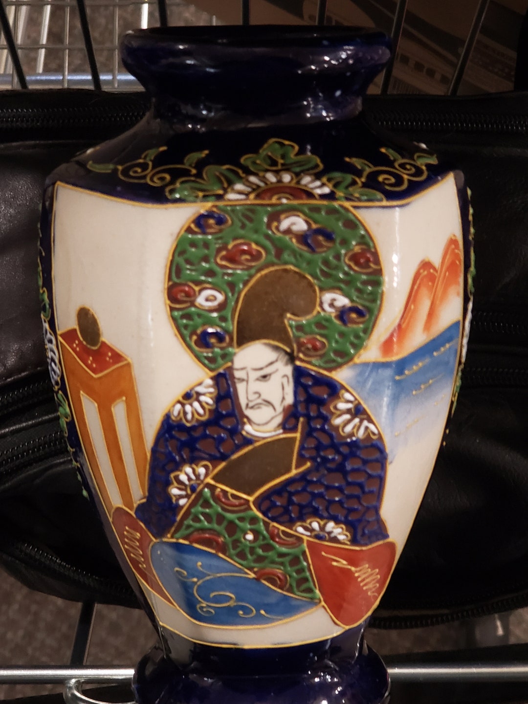 Cobalt Satsuma Moriage Vase, Hand Painted Japanese Vase, Signed Base Etsy