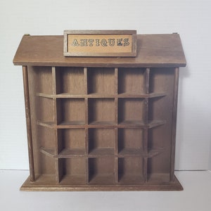 Antiques Compartment Shelf, Vintage Wall Mount Wood Shelf, Knick Knack Display Shelf,  Collectible Display Wall Shelf