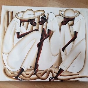 Signed Josena Amy Canvas Picture,  Haitian Artist /  SEE Listing