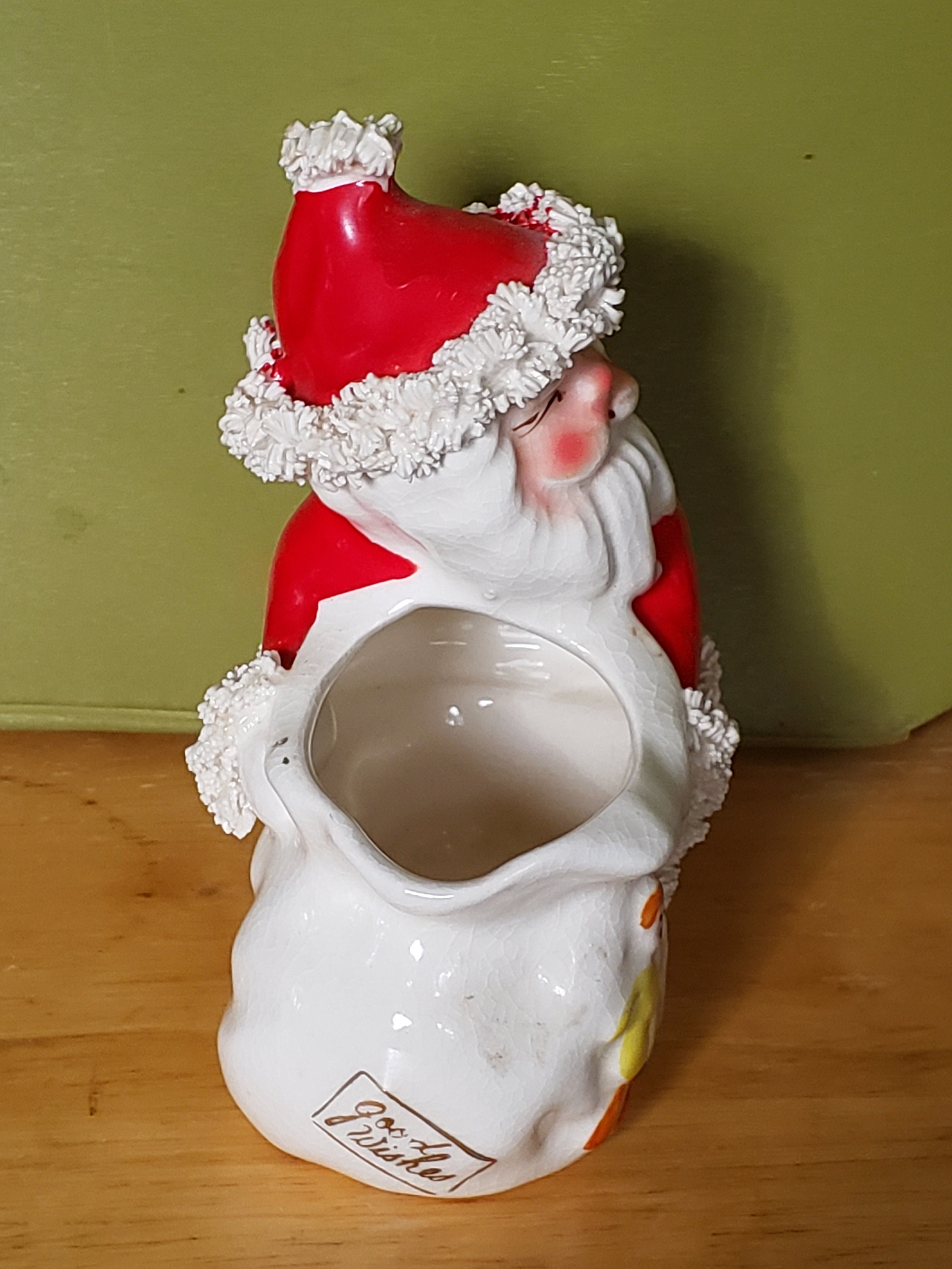 NAPCO Good Wishes Santa Claus Planter, Hand Painted Ceramic Santa