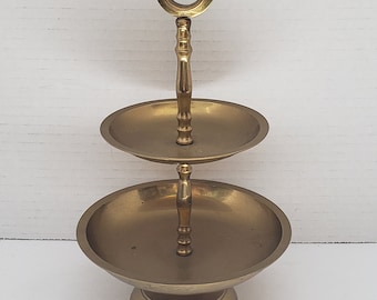 Brass 2-Tier Stand, MCM Solid Brass Stand, Made in India