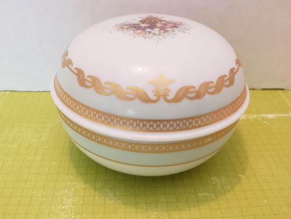 Signed Kaiser Porcelain White Blue Lidded Trinket… - image 3