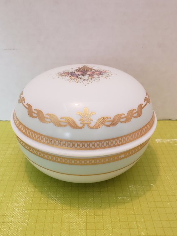 Signed Kaiser Porcelain White Blue Lidded Trinket… - image 2