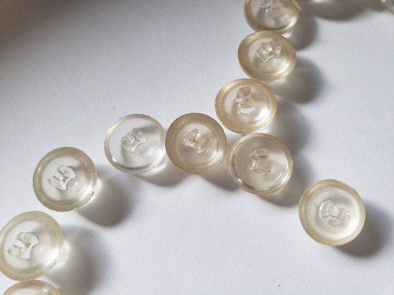 30 Clear Button Shank Vintage Buttons