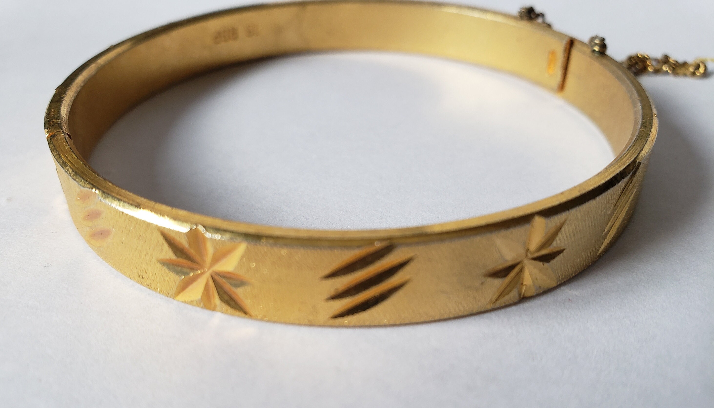 18K Rolled Gold Plated RGP Etched Starburst Clamper Bracelet - Etsy