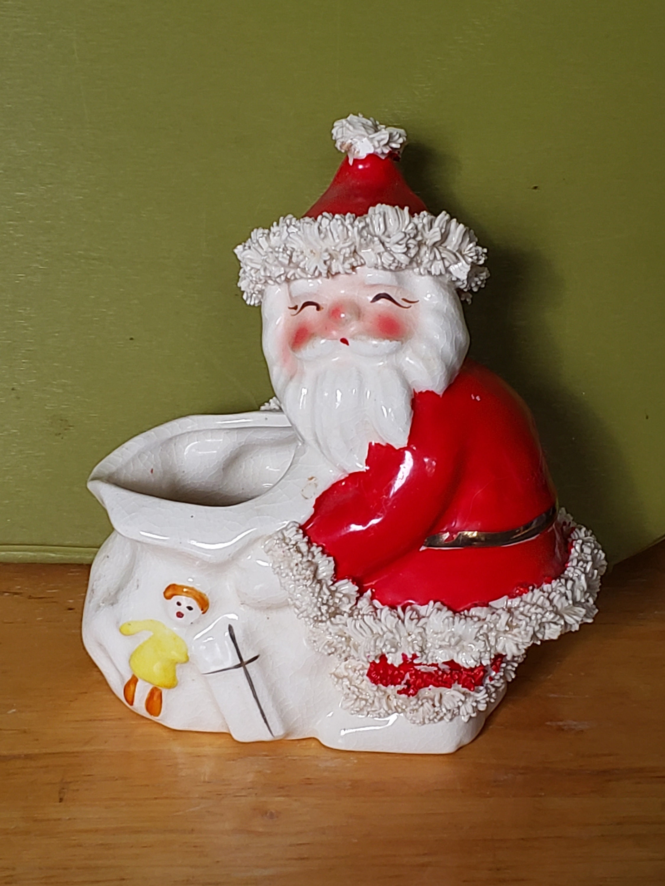 NAPCO Good Wishes Santa Claus Planter, Hand Painted Ceramic Santa