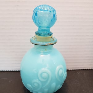 Avon Opalescent Bristol Blue Cologne Bottle, Perfume Bottle, Baby Blue Vintage Bottle