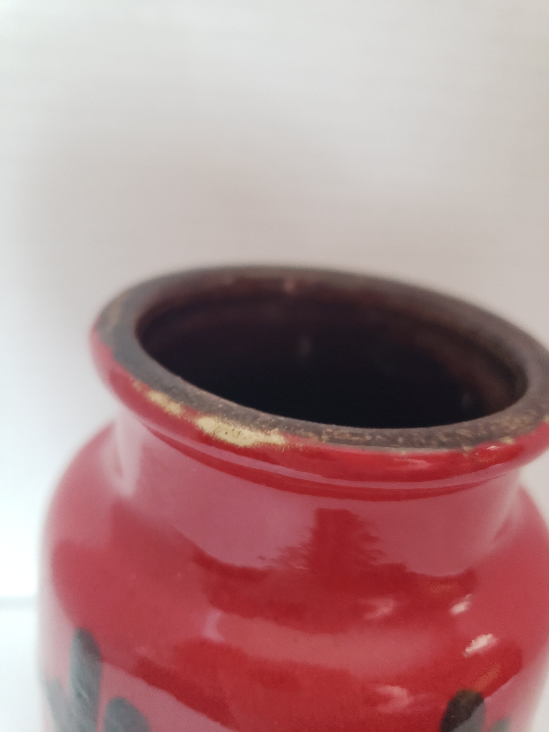 West German Fat Lava Red & Black Scheurich Vase, MCM Lava Vase 231