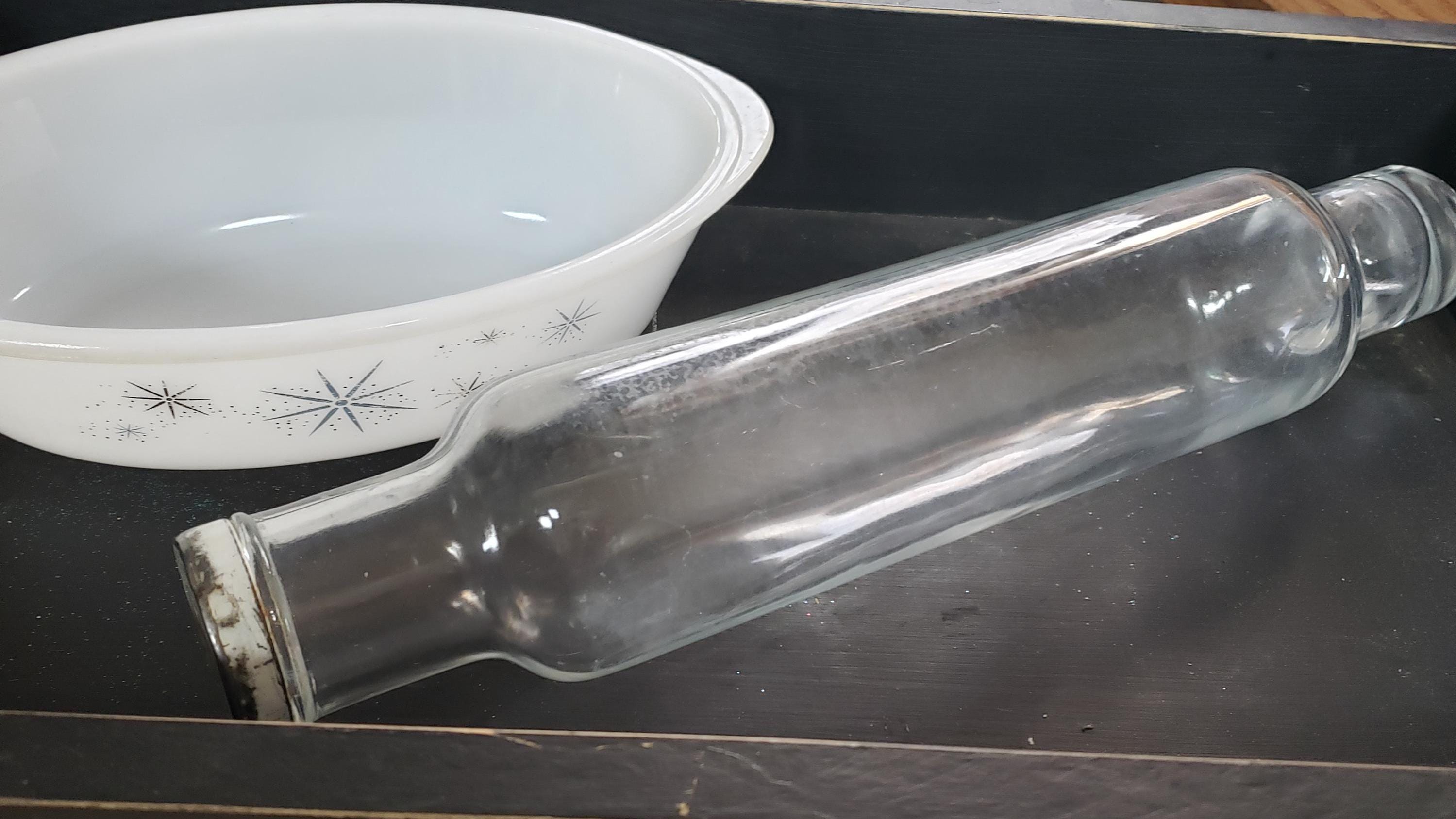 Vintage ROLL-RITE Clear Glass Rolling Pin, Closed end Glass Rolling Pin, Good Housekeeping, Retro Kitchen, Country Kitchen Baking Tools