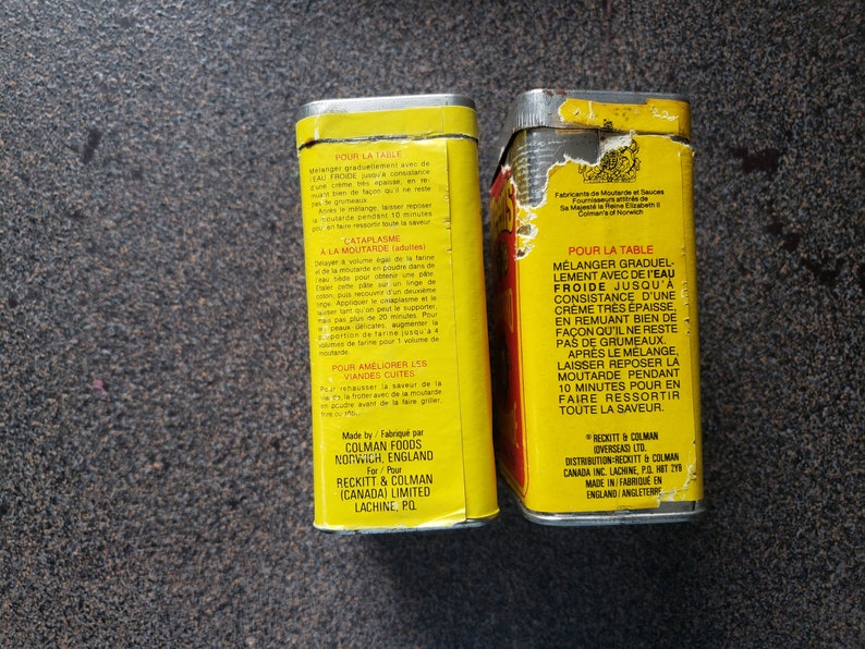KEENS Mustard Containers 4oz 113g Vintage Kitchen Decor Great Advertising Graphics Yellow Red