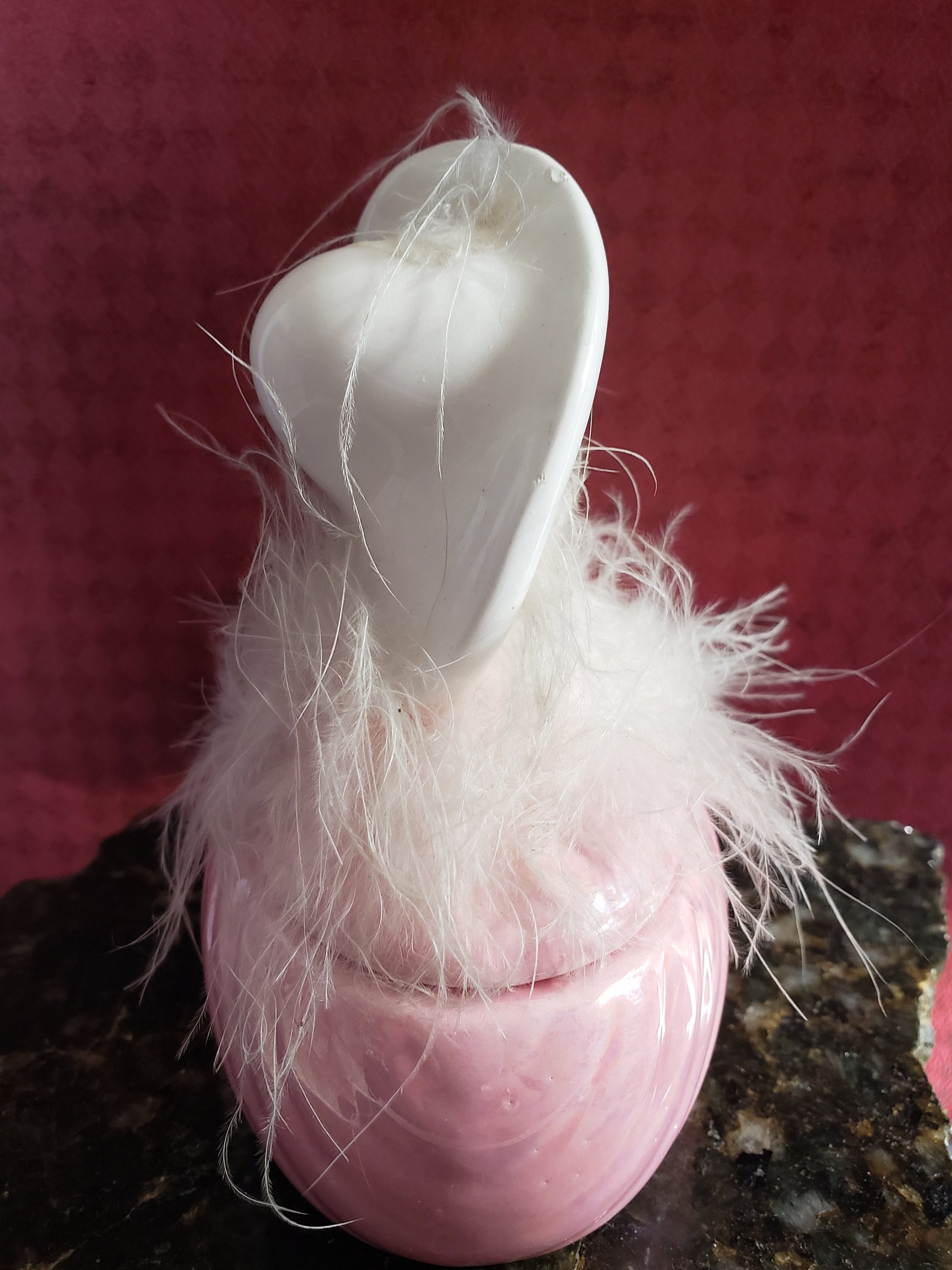 Vintage Feather Hat Boa Lady Head Iridescent Pink Trinket Etsy Canada