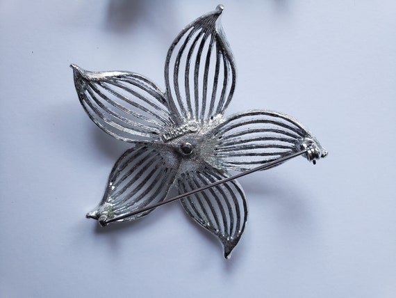Signed SARAH COVENTRY Moonflower Brooch & Clip-on… - image 2