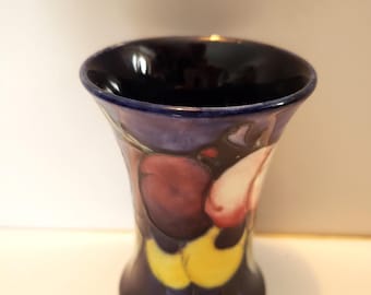 Moorcroft Pottery Cabinet Vase / Wisteria & Fruit Pattern / 3 1/4