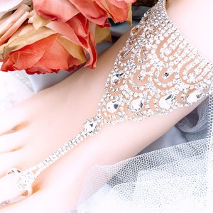 Rhinestone Barefoot Sandals: Silver Plated Bridal Foot Jewelry