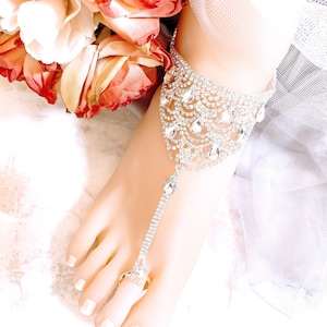 Rhinestone Barefoot Sandals: Silver Plated Bridal Foot Jewelry