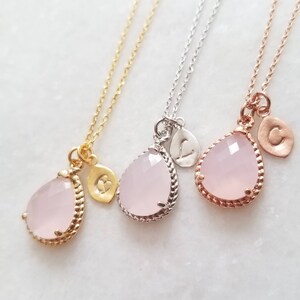 Blush Pink Necklace - Personalized Bridesmaid Necklace - Gold,Rose Gold, White Gold, Bridesmaid Gift