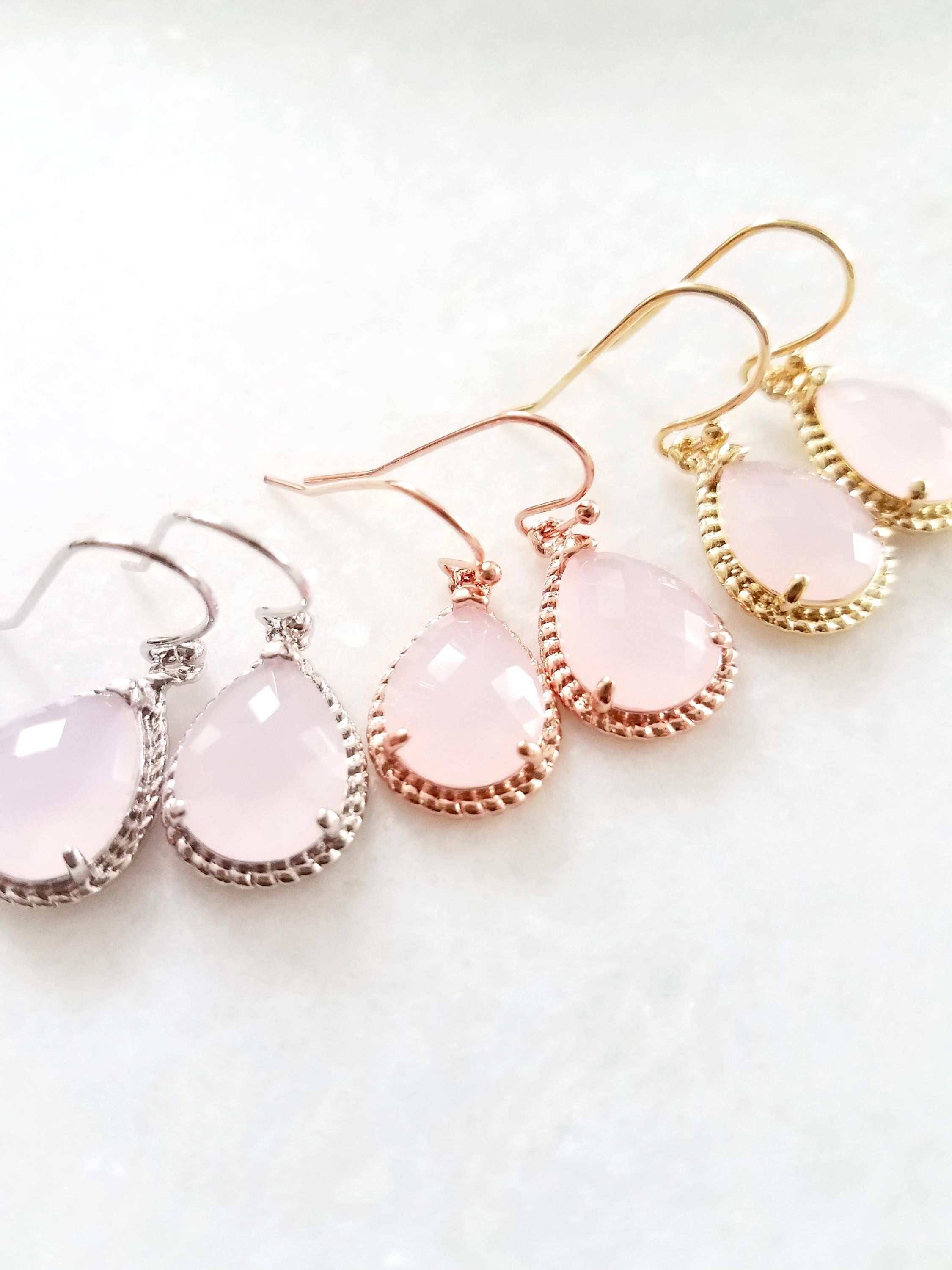 Blush Pink Bracelet Blush Pink White Gold Bridesmaid Etsy